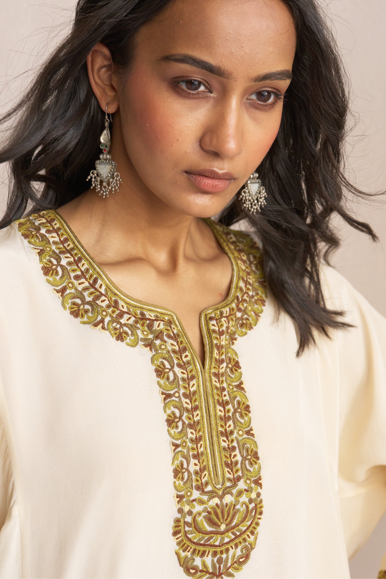 Aari Embroidered Ivory Set - CEDAR