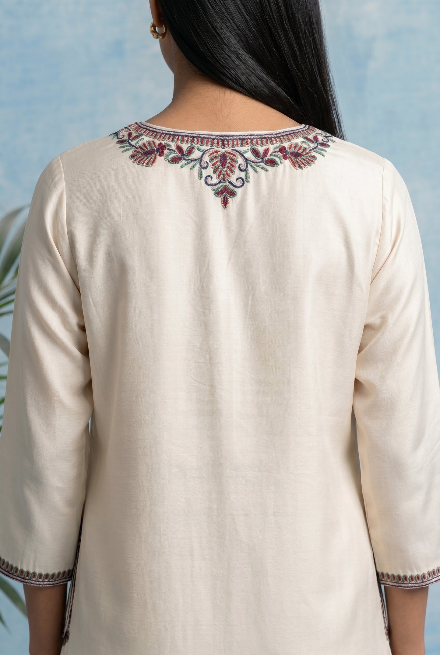 Vanilla Mist Pheran Set with Aari Embroidery