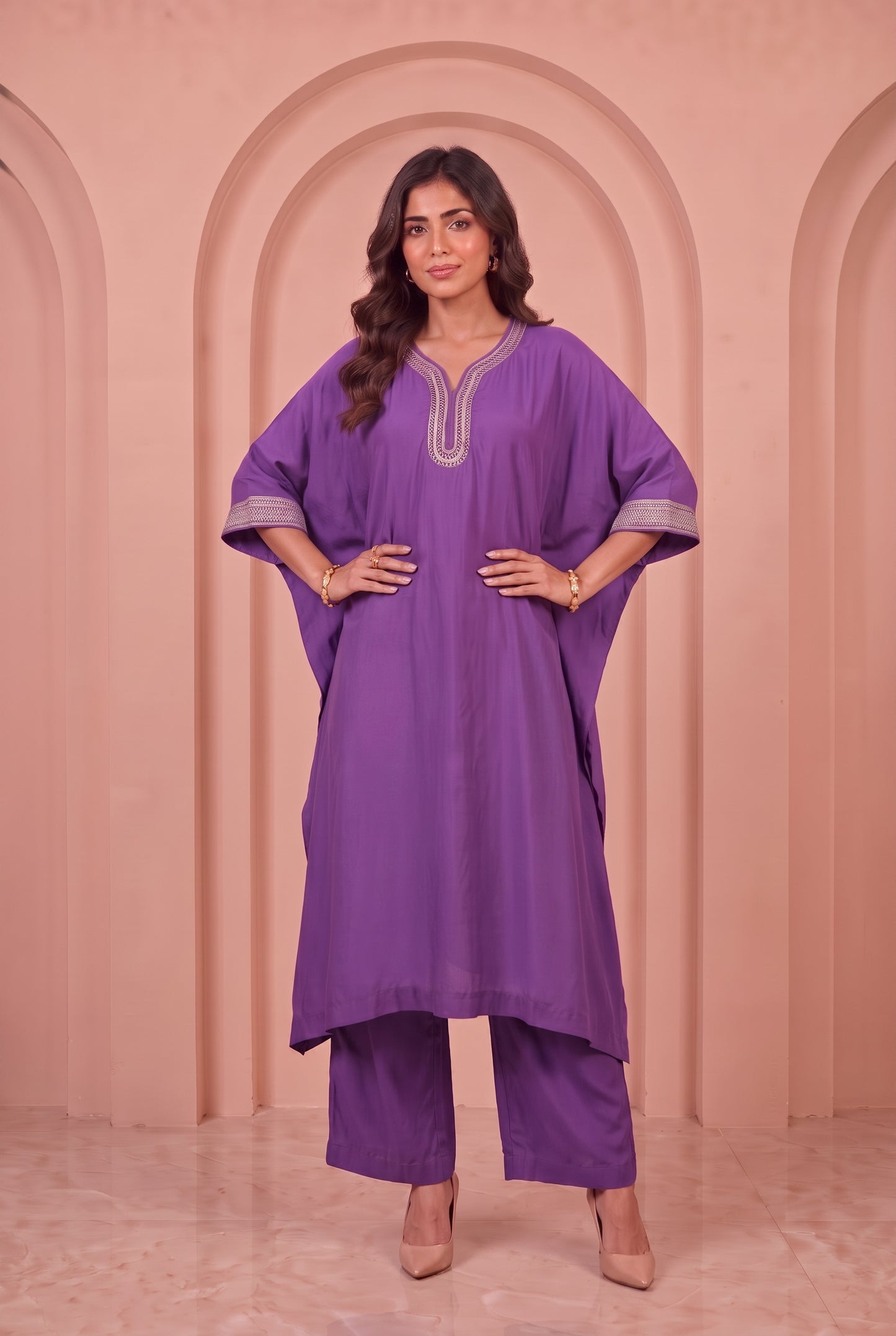 Amethyst Purple Mul Kaftaan Set