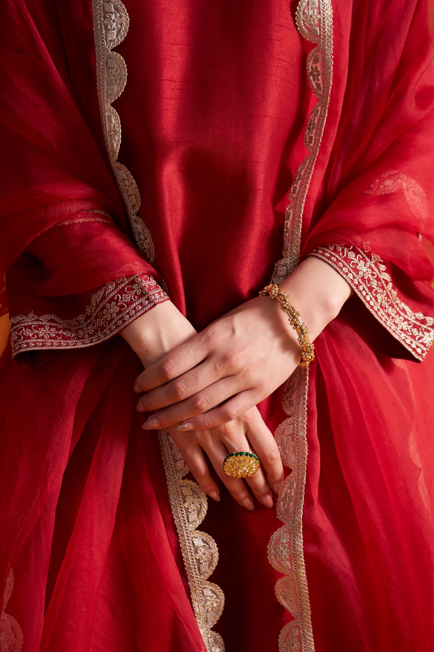 Dupion Kurta Set - Tilla/Samba