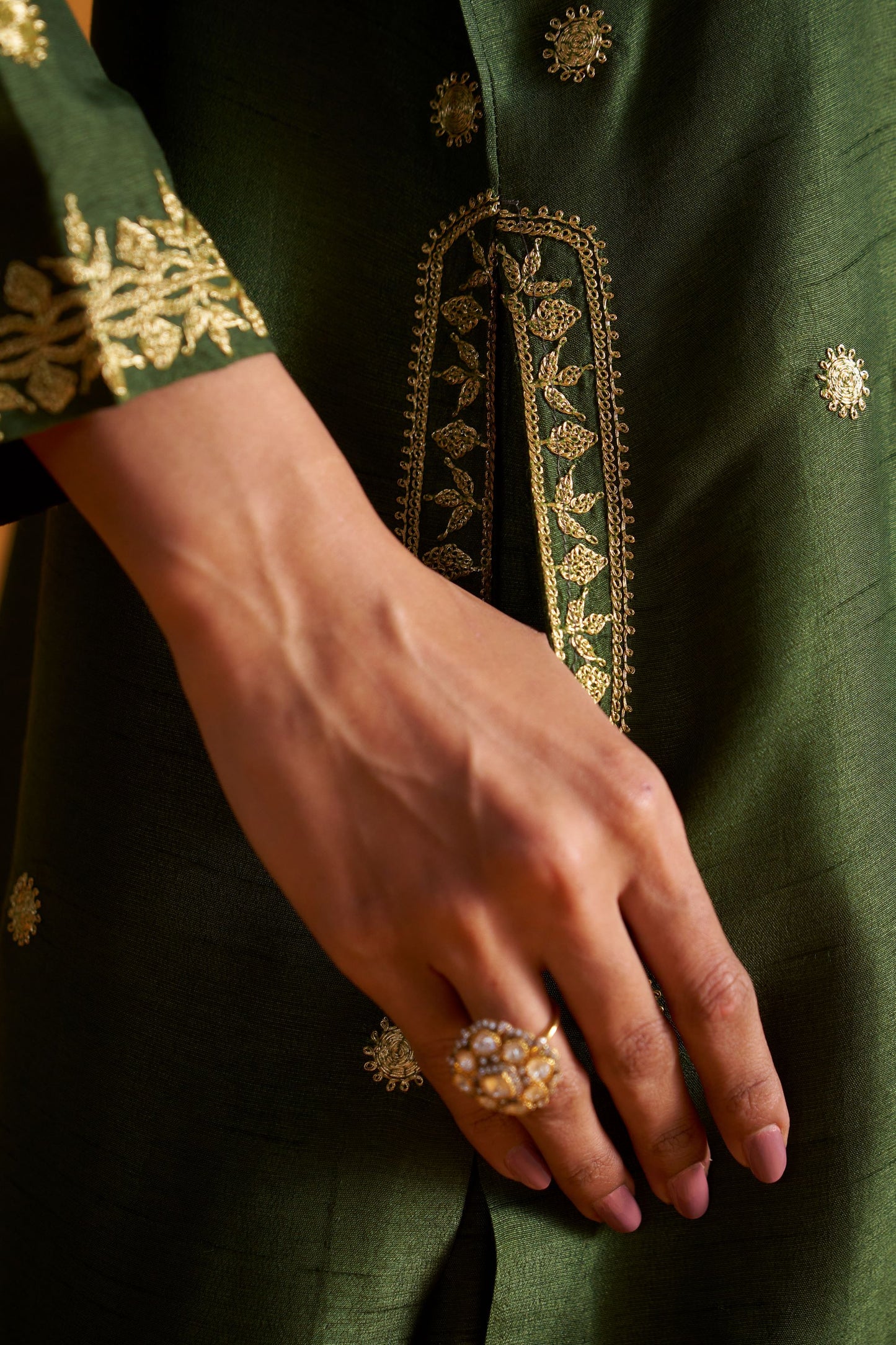 Dupion Kurta Set - Tilla/Twist of Lime
