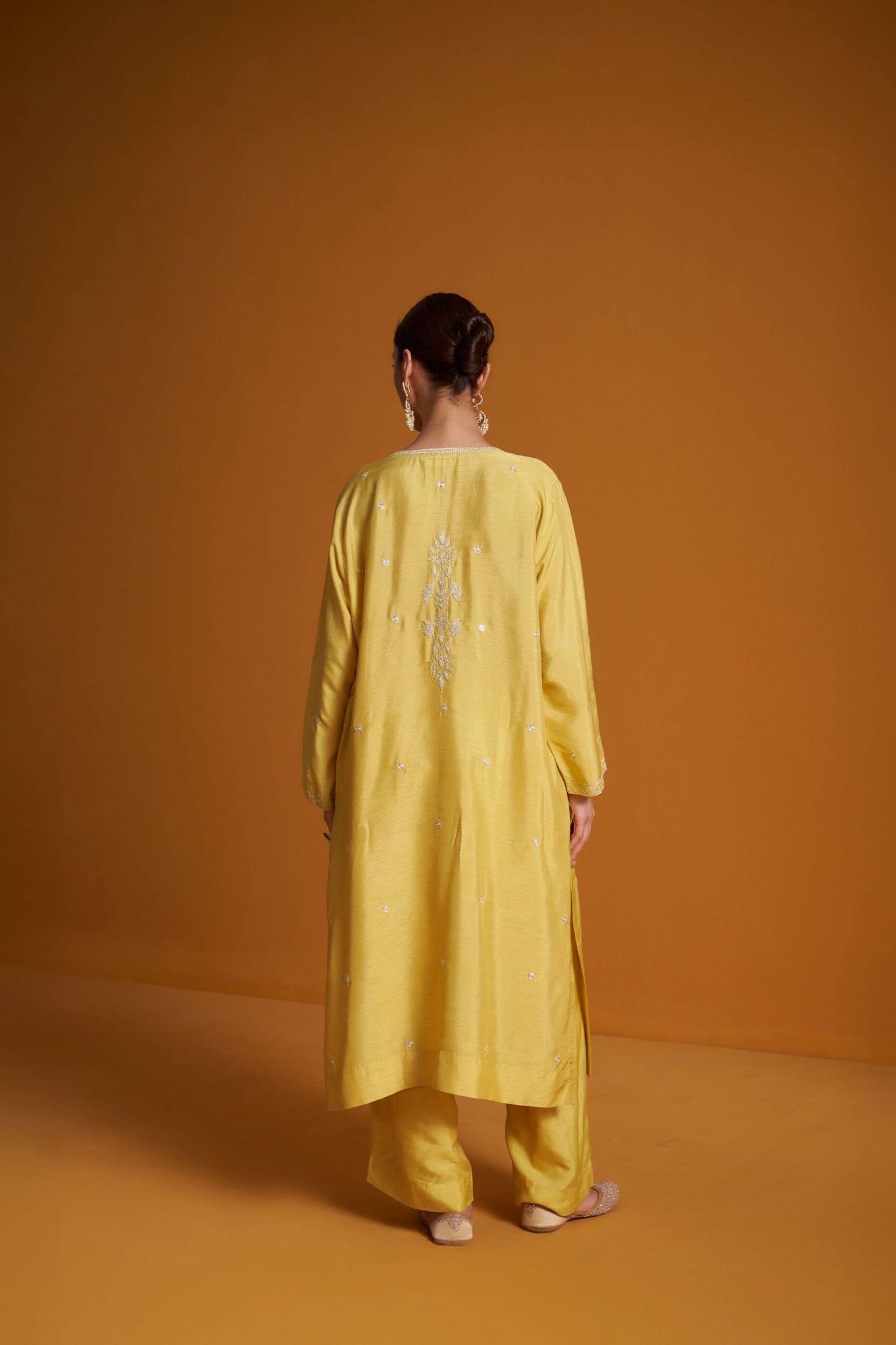 Dupion Kurta Set- Tilla/Dusky Citron