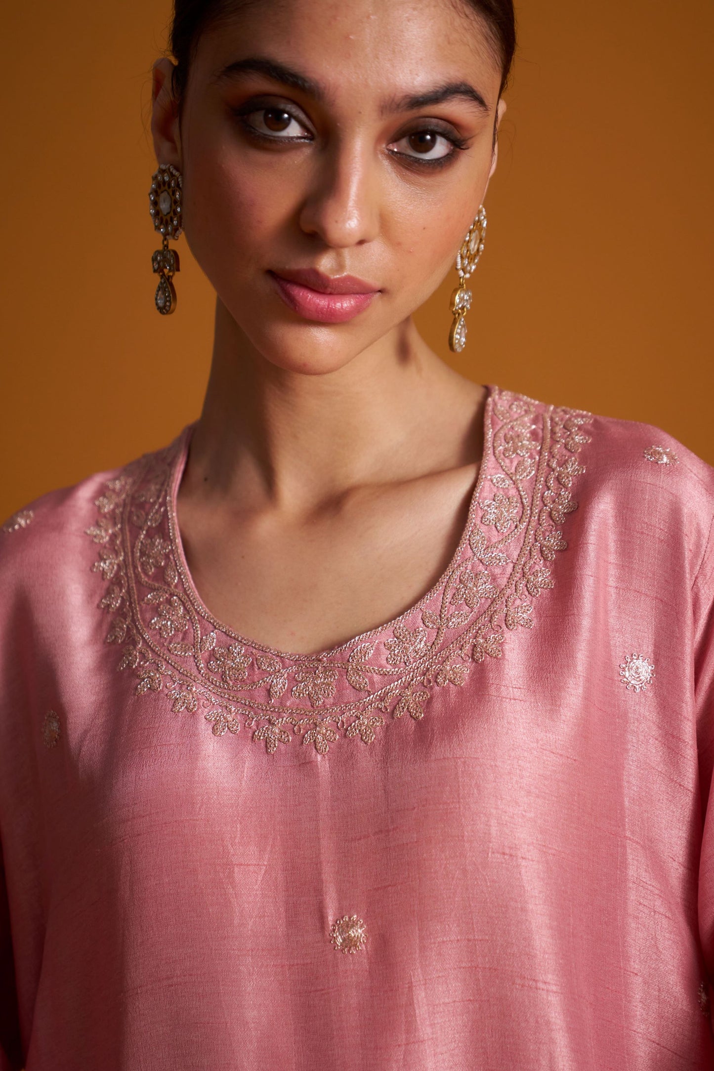 Dupion Kurta Set - Tilla/Blush