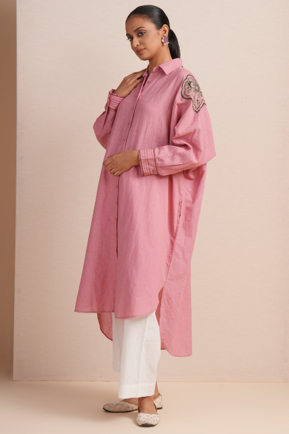 Linen Mauve Glow Kaftan Set