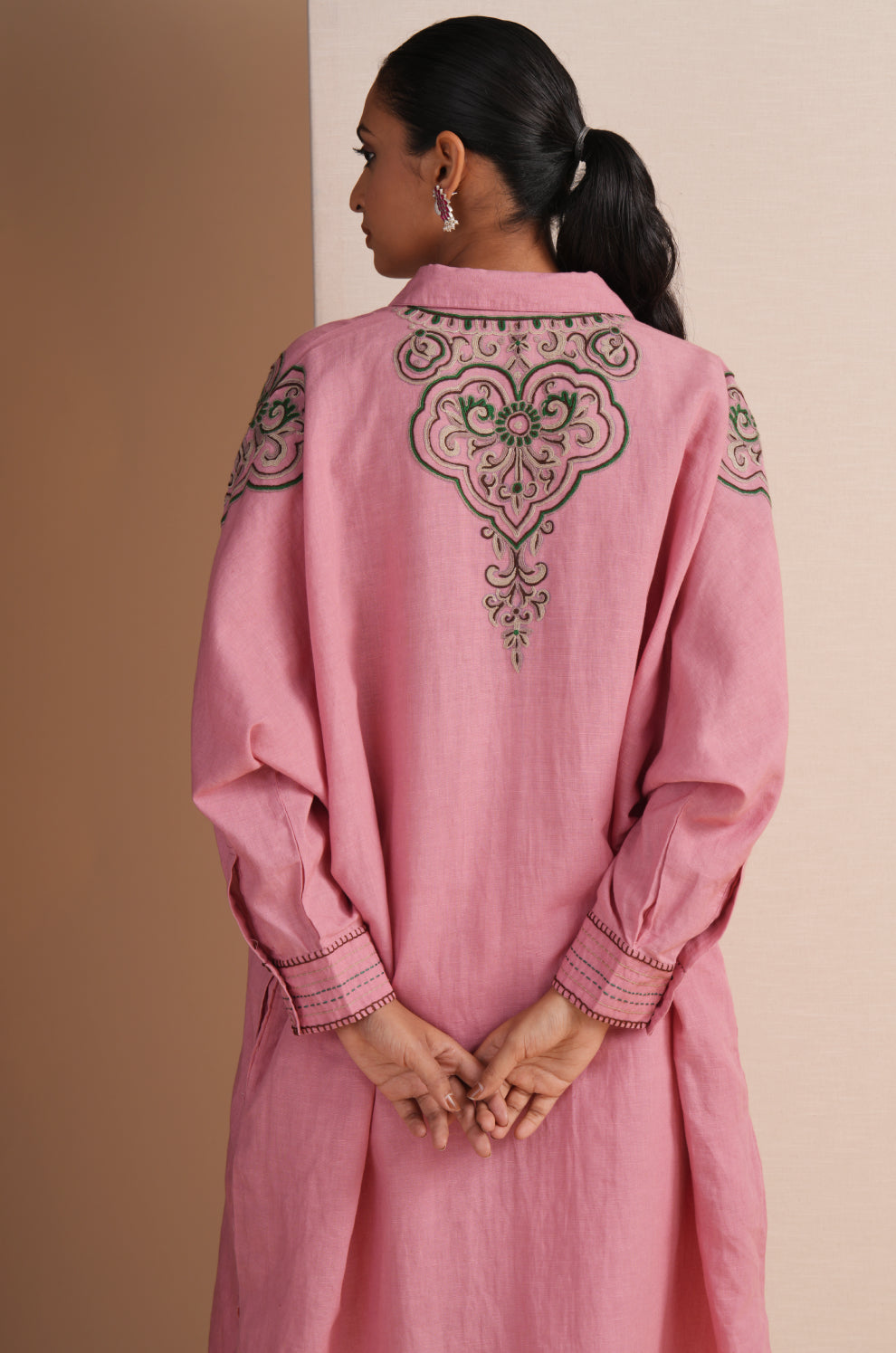 Linen Mauve Glow Kaftan Set