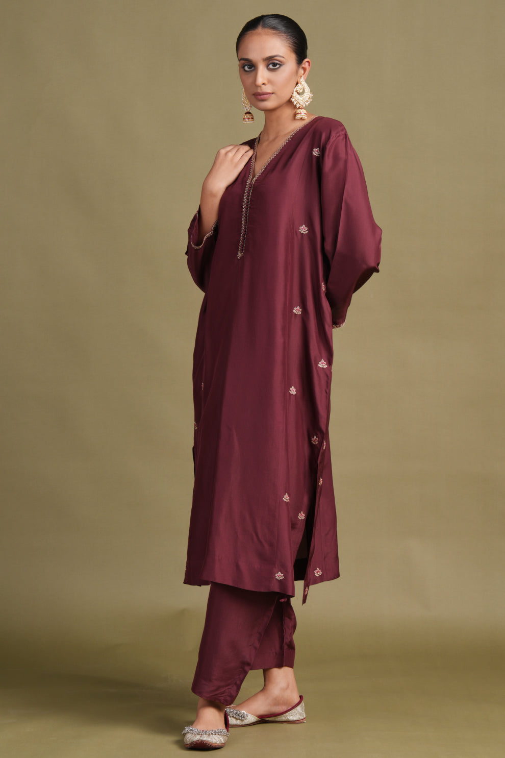 Silk Maroon Tilla Set