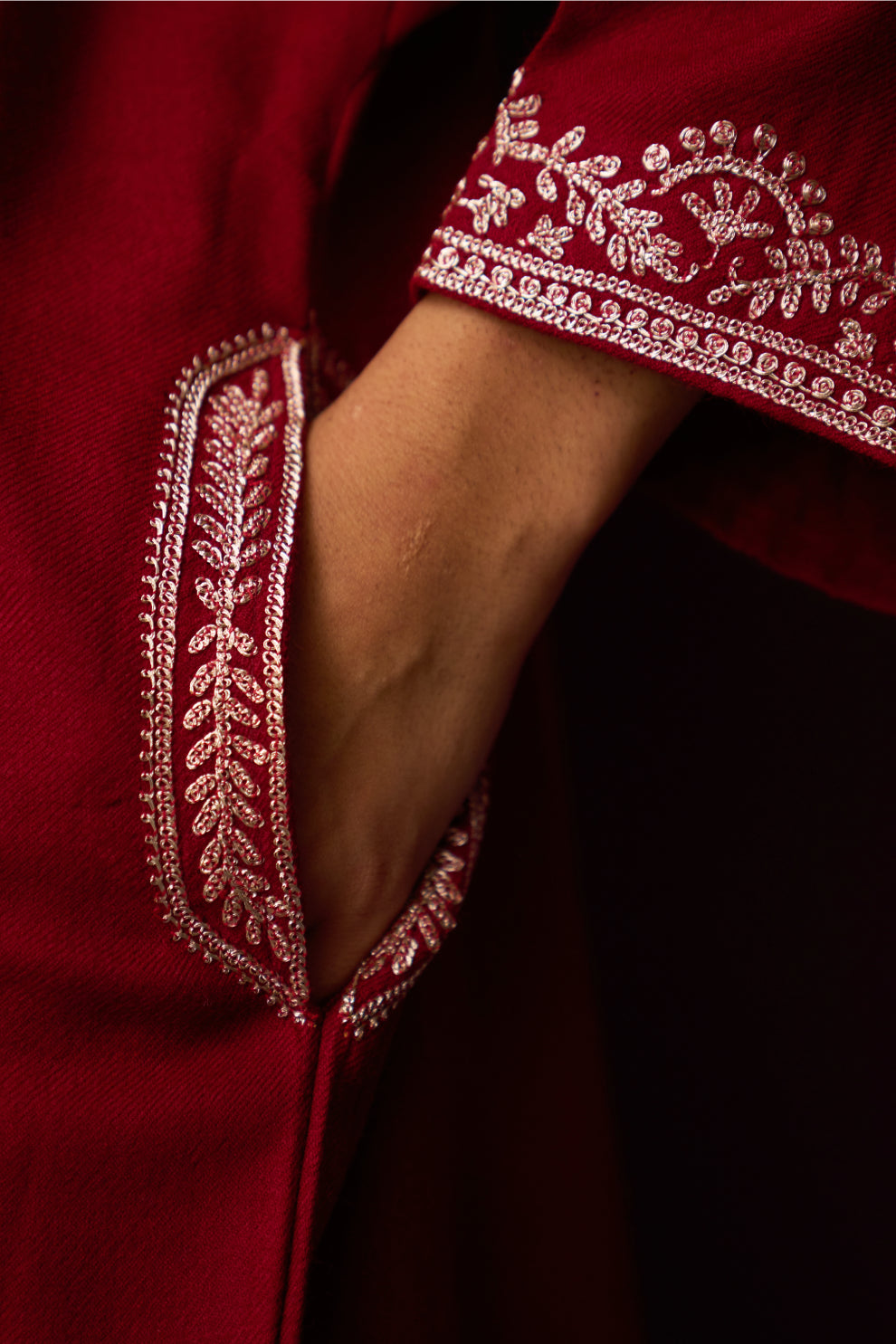 Woollen Pheran Set/Tilla - Aura Orange