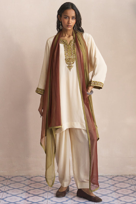 Aari Embroidered Ivory Set - CEDAR