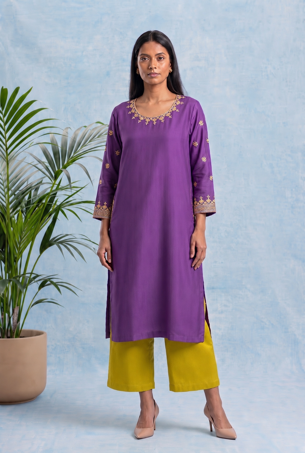 Purple Haze Pheran Set with Aari Embroidery