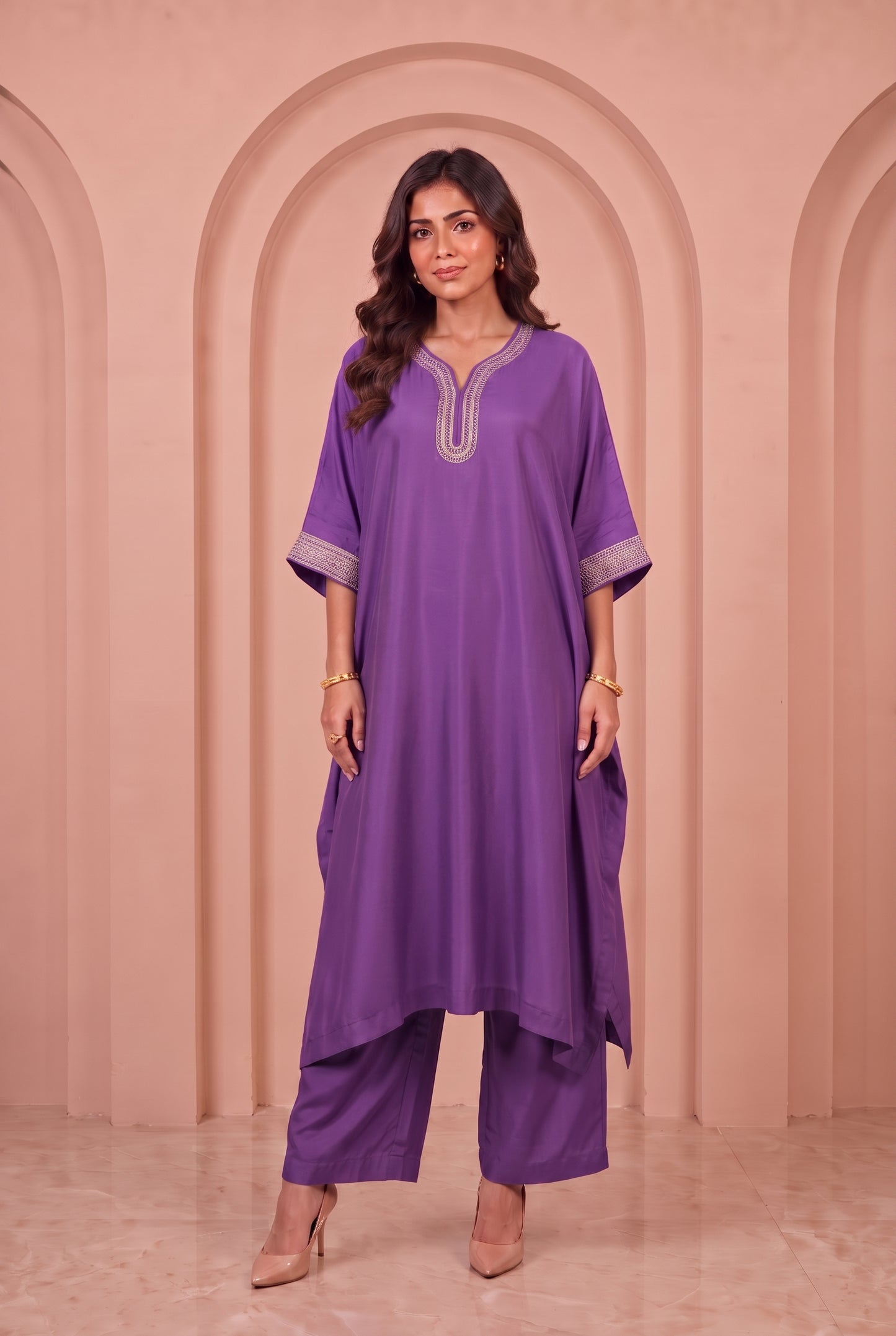 Amethyst Purple Mul Kaftaan Set