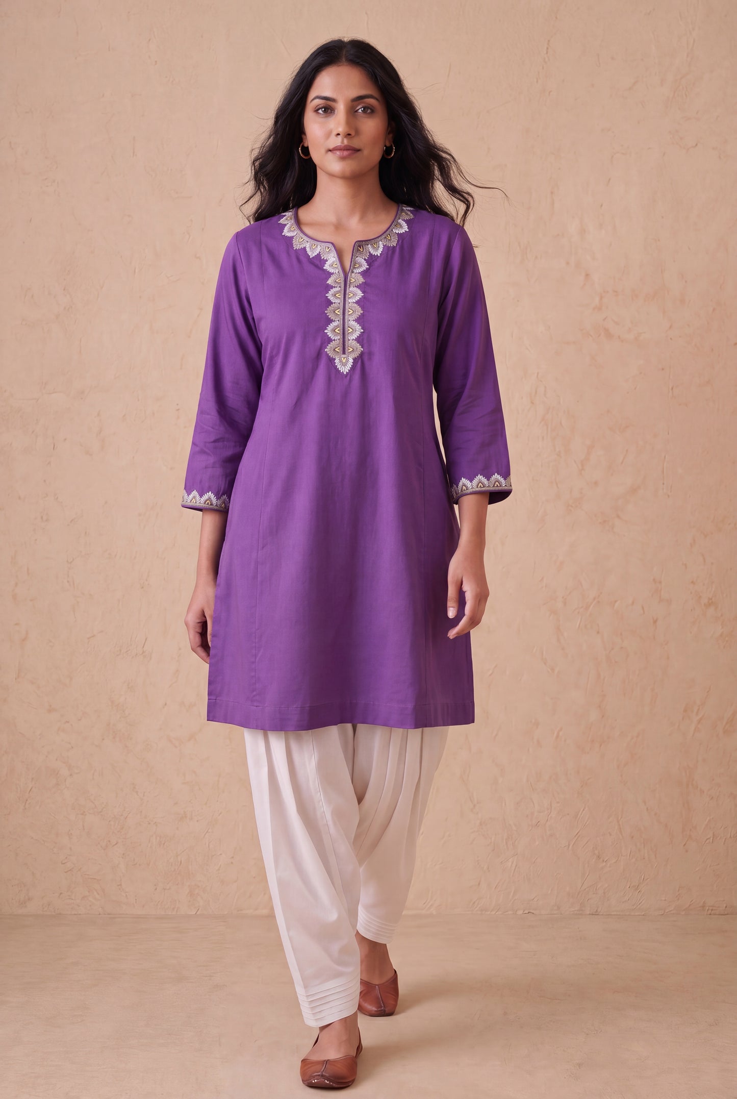 Purple Haze A Line Kurta Set With Aari Embroidery