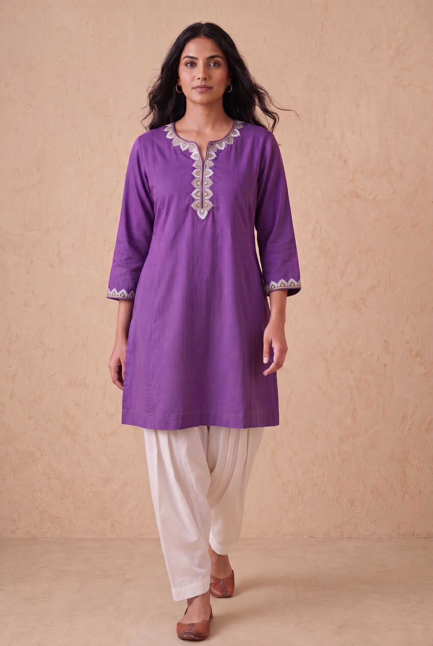 Purple Haze A Line Kurta Set With Aari Embroidery