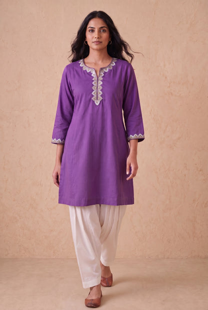 Purple Haze A Line Kurta Set With Aari Embroidery