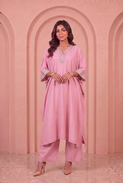 Blush Pink Mul Kaftaan Set