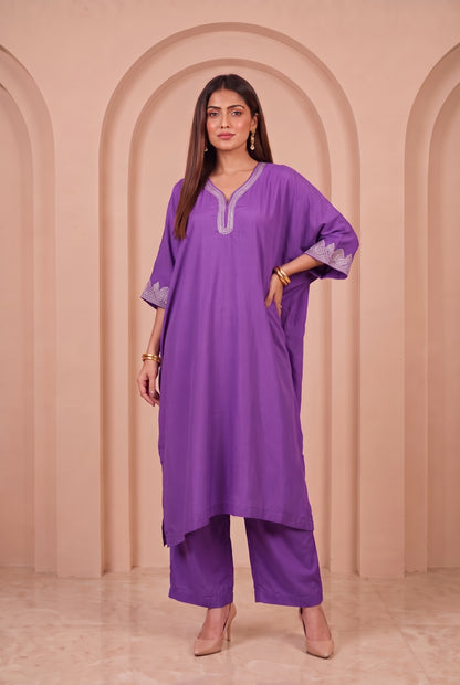 Lavender Purple Mul Kaftaan Set