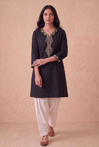 Midnight Noir a Line Kurta Set with Aari Embroidery