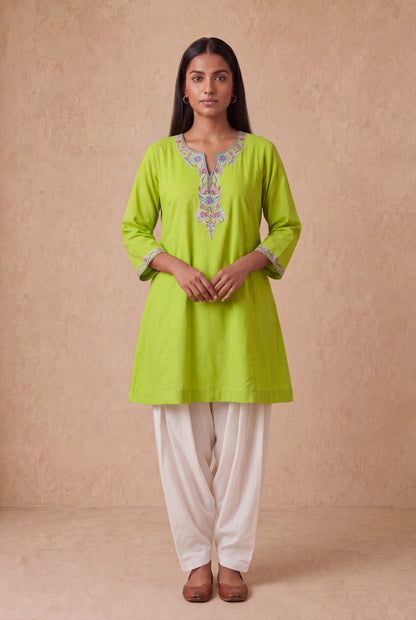 Spring Bloom A Line Kurta Set With Aari Embroidery