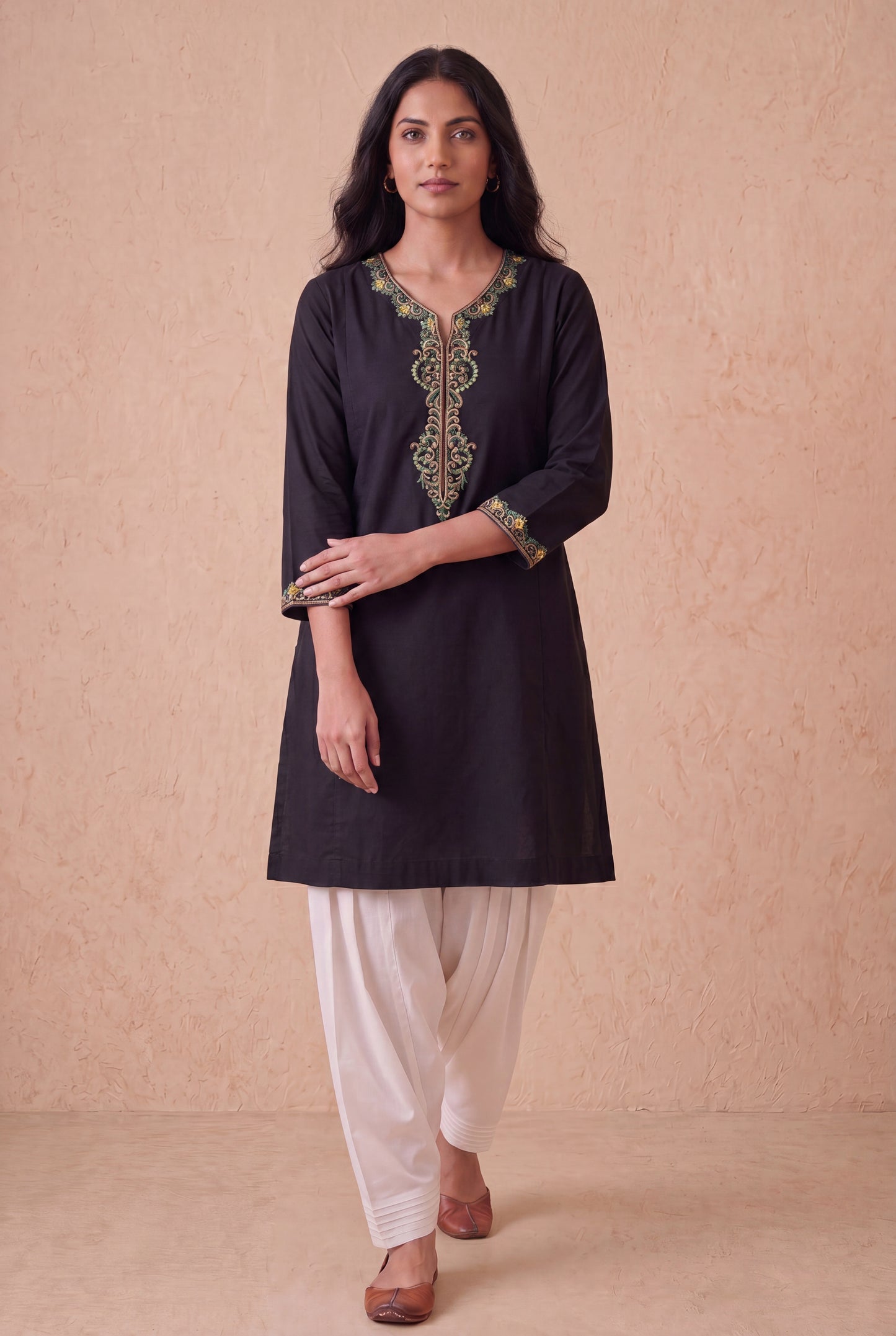 Midnight Noir A Line Kurta Set With Aari Embroidery