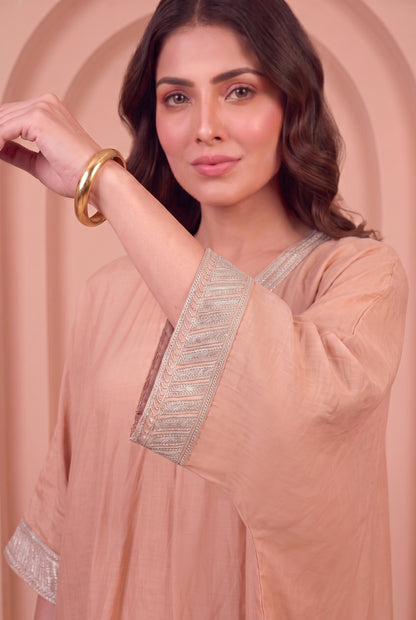 Peach Dawn Mul Kaftaan Set