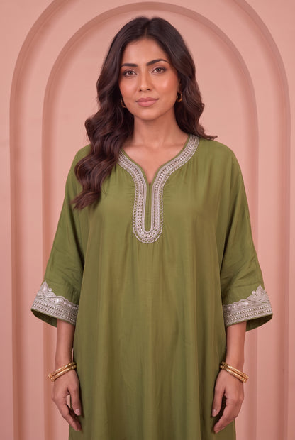 Olive Groove Mul Kaftaan Set