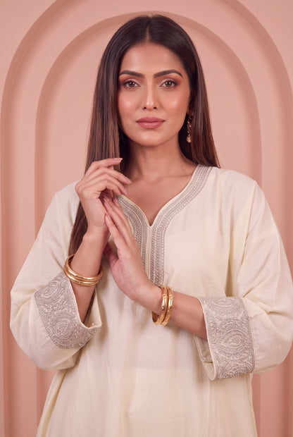 Ivory Mul Kaftaan Set
