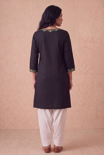 Midnight Noir A Line Kurta Set With Aari Embroidery