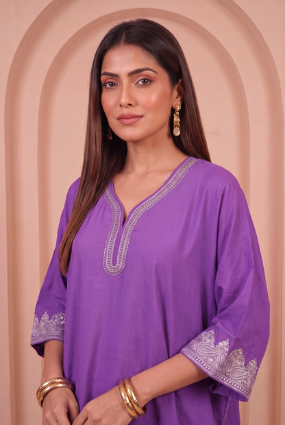 Lavender Purple Mul Kaftaan Set
