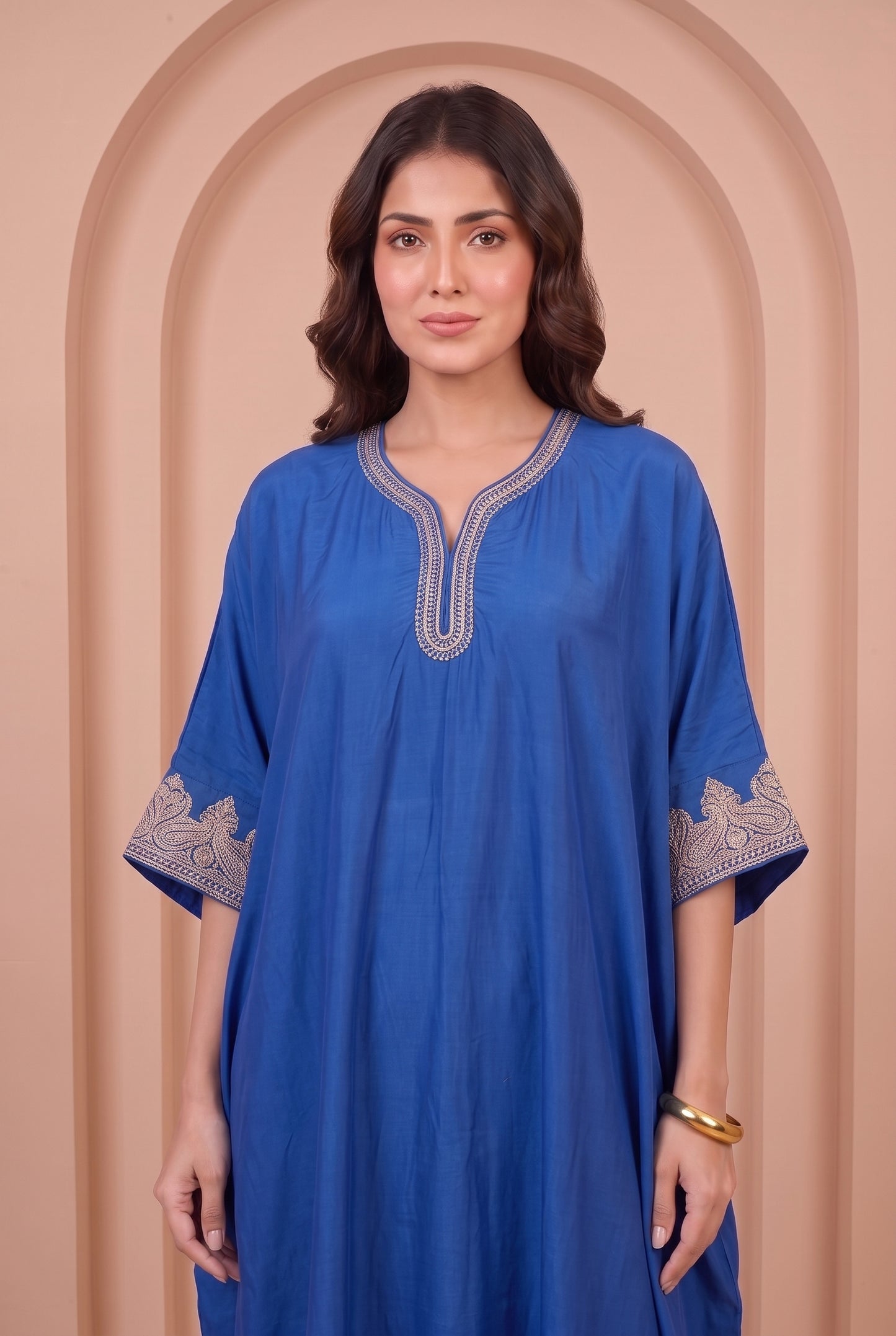 Sapphire Blue Mul Kaftaan Set