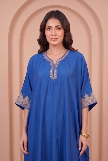 Sapphire Blue Mul Kaftaan Set