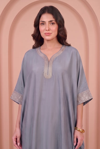 Stone Blue Mul Kaftaan Set