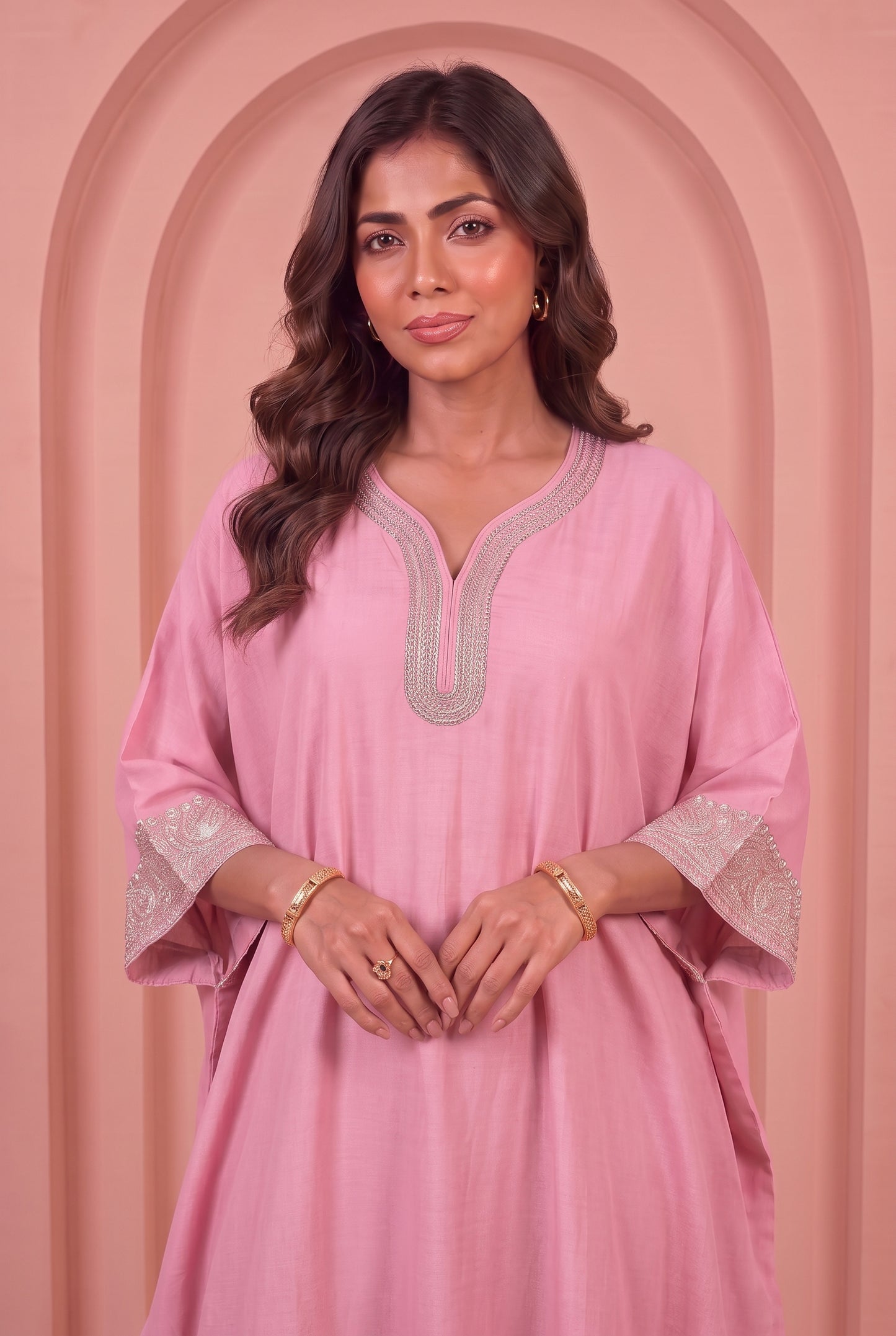 Blush Pink Mul Kaftaan Set