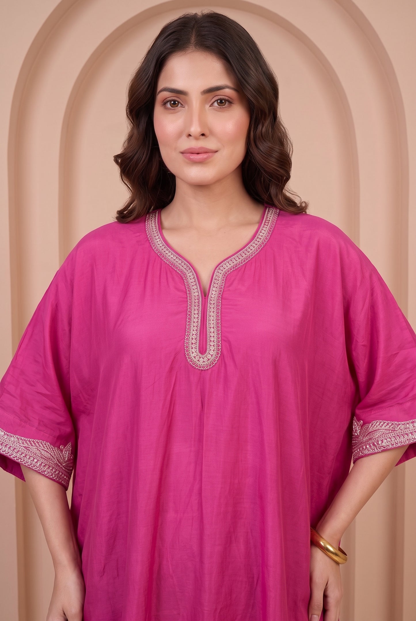 Fuchsia Bloom Mul Kaftaan Set