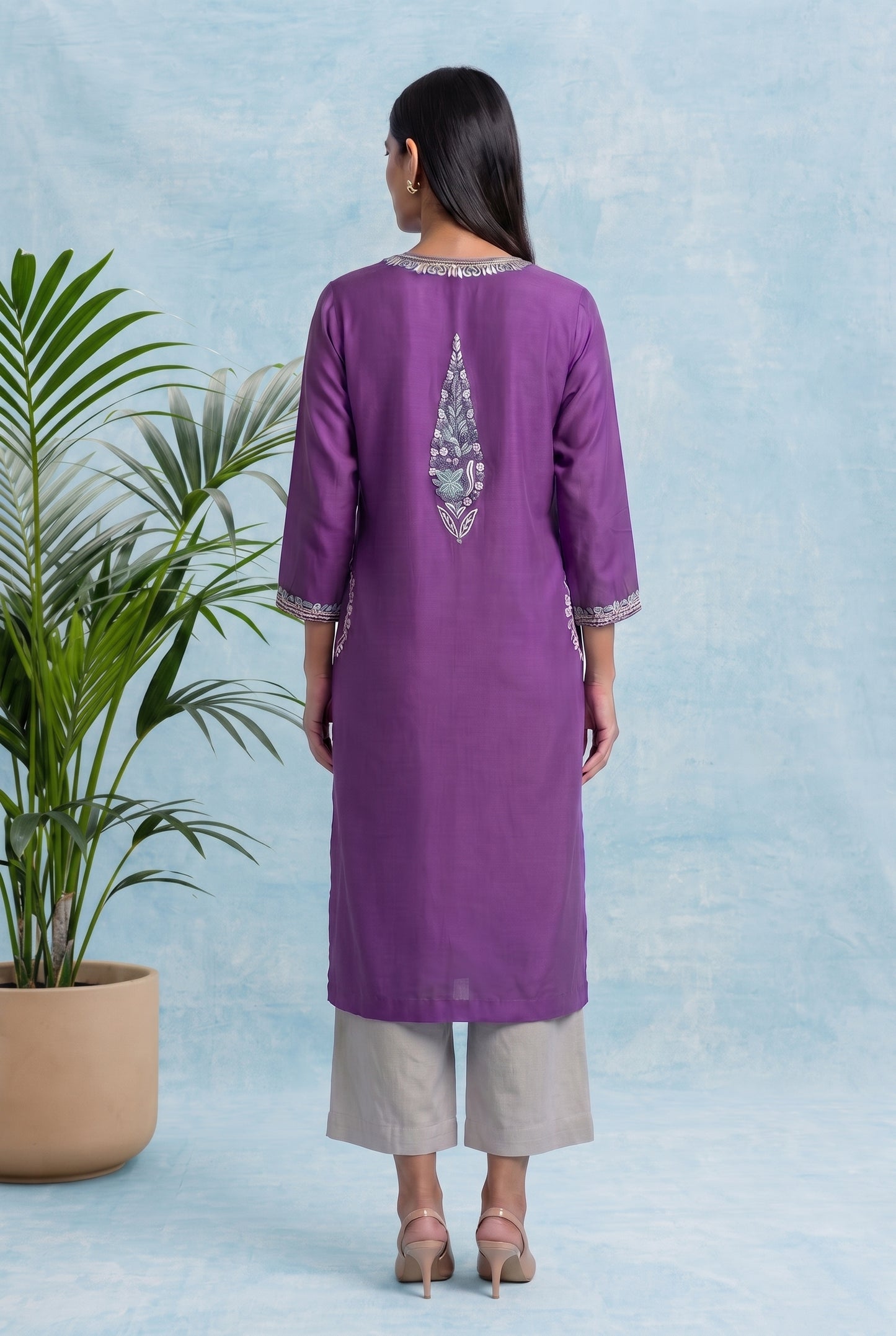 Orchid Veil Pheran Set with Aari Embroidery