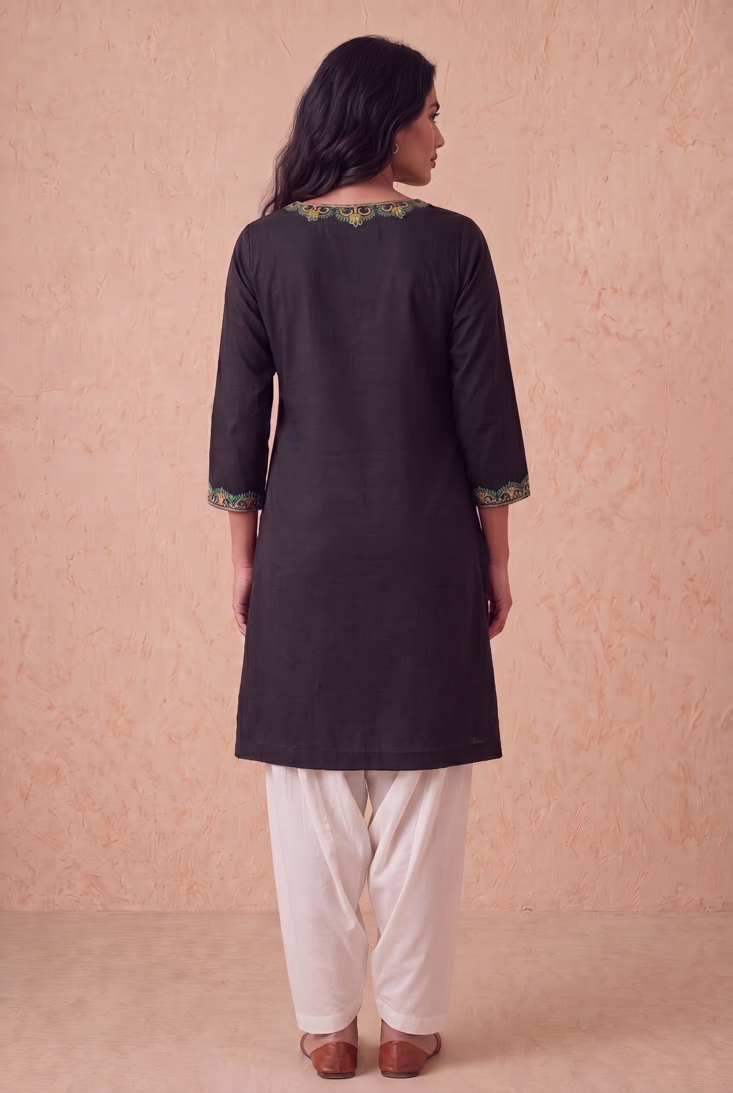 Midnight Noir a Line Kurta Set with Aari Embroidery
