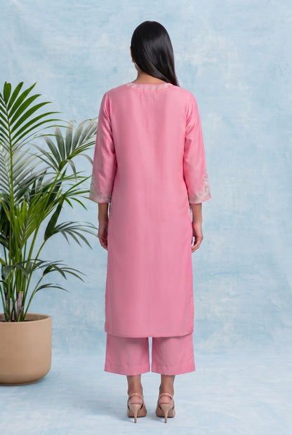 Rose Petal Pheran Set with Aari Embroidery