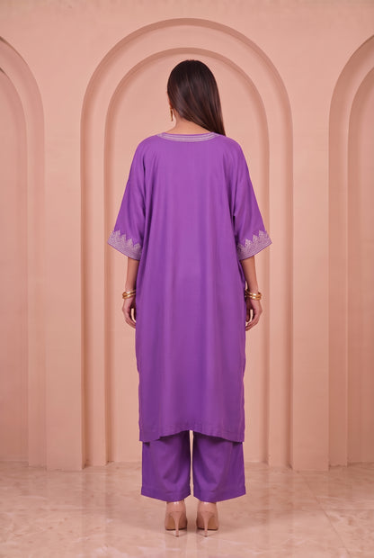Lavender Purple Mul Kaftaan Set