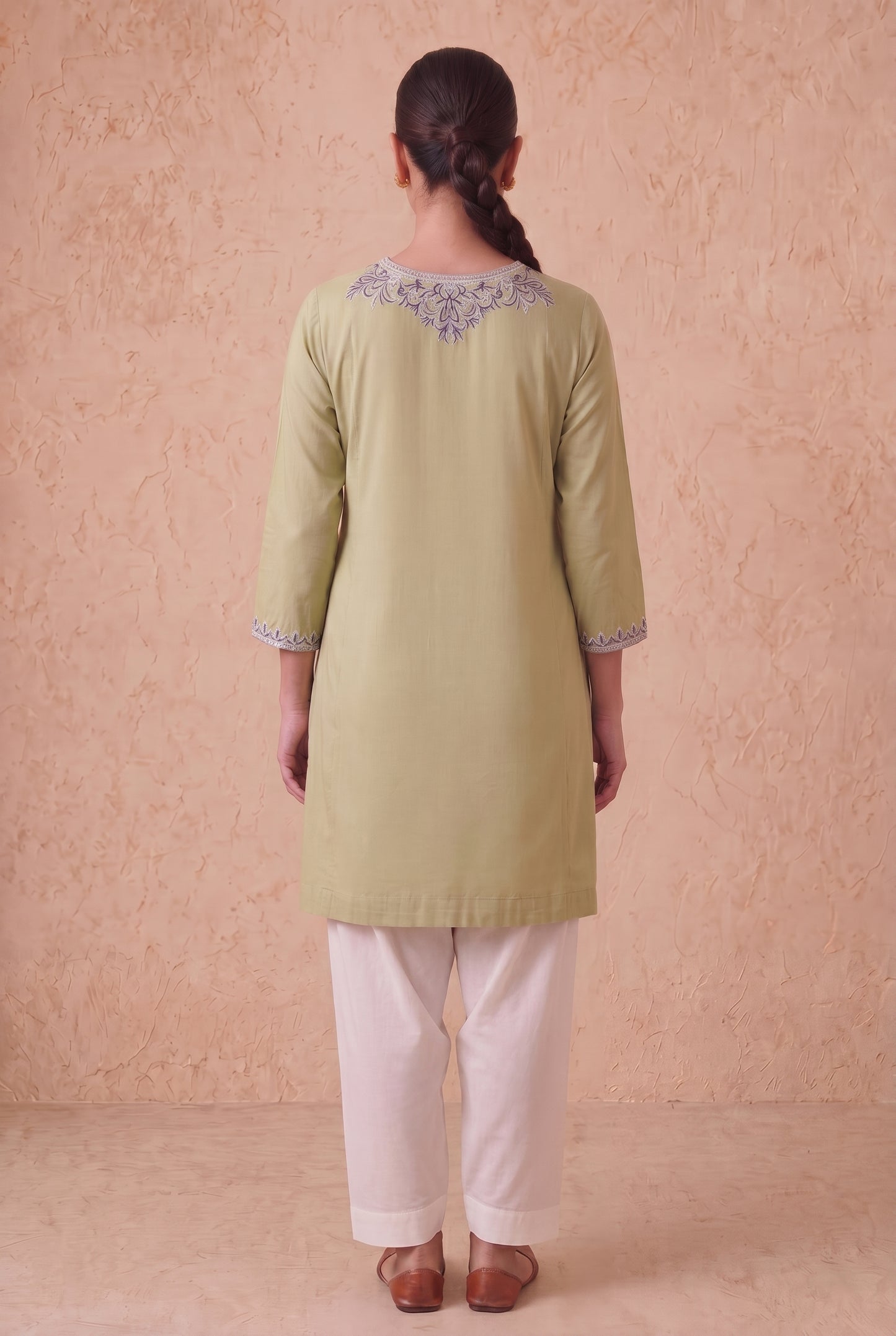Saga Green a Line Kurta Set with Aari Embroidery
