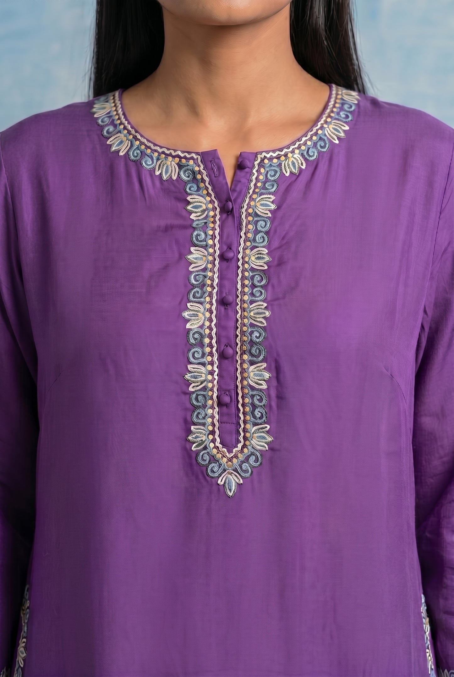 Orchid Veil Pheran Set with Aari Embroidery