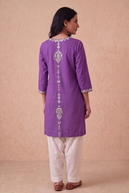 Purple Haze A Line Kurta Set With Aari Embroidery