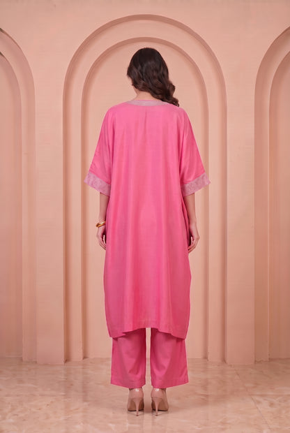 Rose Pink Mul Kaftaan Set