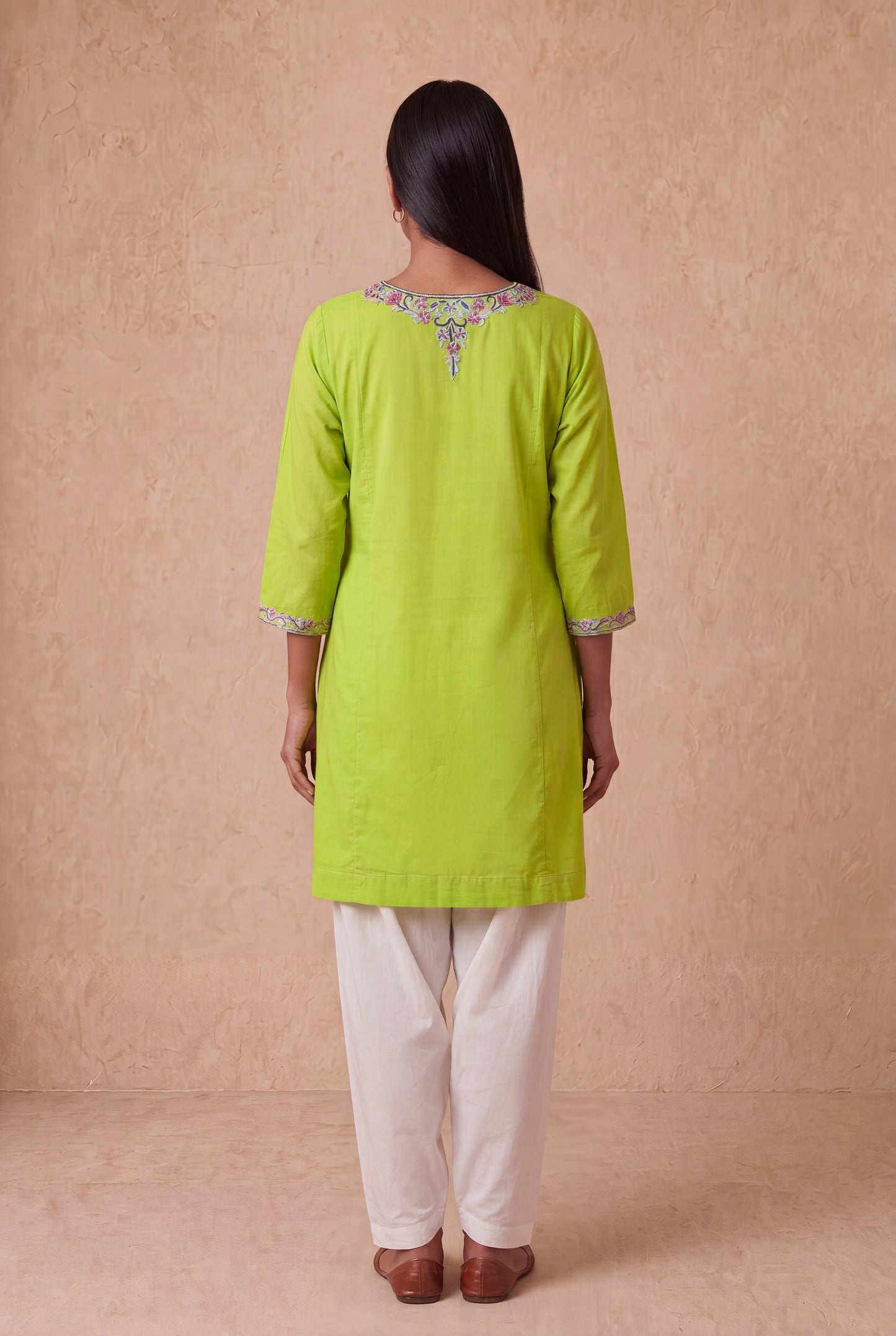 Spring Bloom A Line Kurta Set With Aari Embroidery