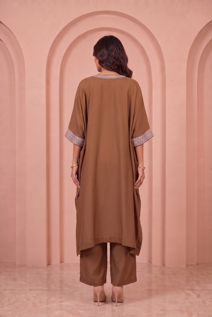 Mocha Brown Mul Kaftaan Set