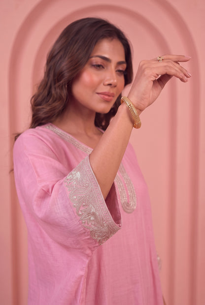 Blush Pink Mul Kaftaan Set
