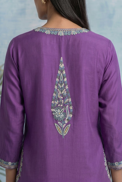 Orchid Veil Pheran Set with Aari Embroidery