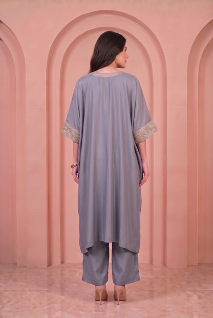 Stone Blue Mul Kaftaan Set