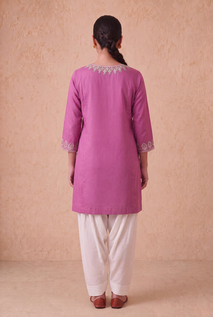 Rosewood Orchid A Line Kurta Set With Aari Embroidery