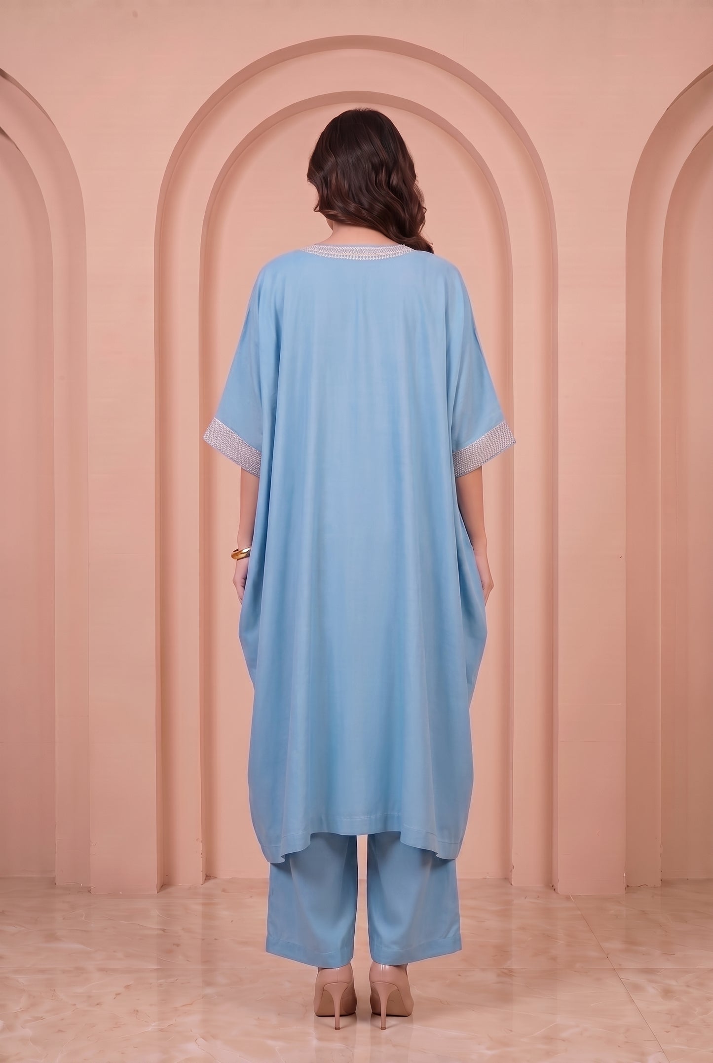 Sky Blue Mul Kaftaan Set
