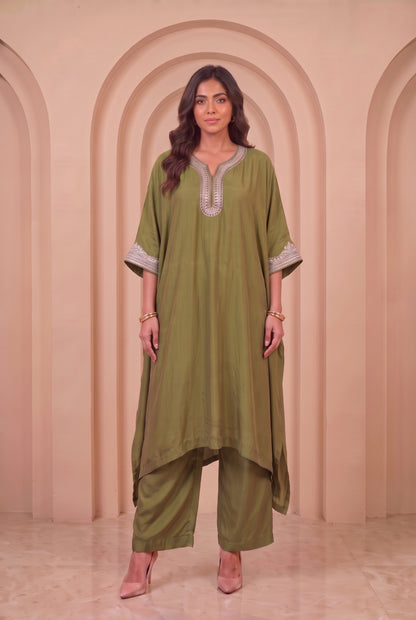 Olive Groove Mul Kaftaan Set