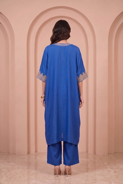 Sapphire Blue Mul Kaftaan Set
