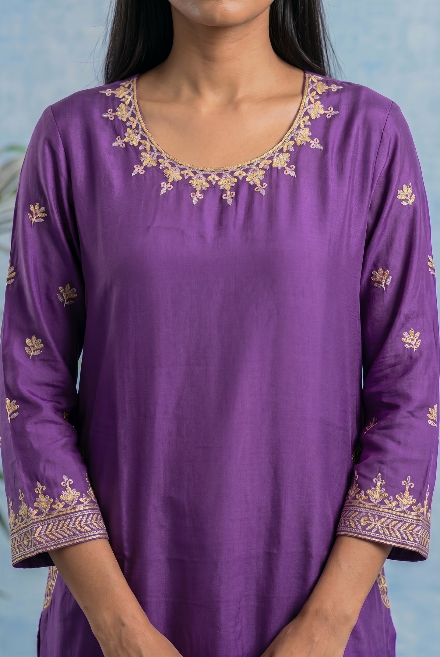 Purple Haze Pheran Set with Aari Embroidery
